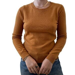 Tahari Womens Mustard Yellow 2-ply 100% Cashmere V Neck Sweater Sz M